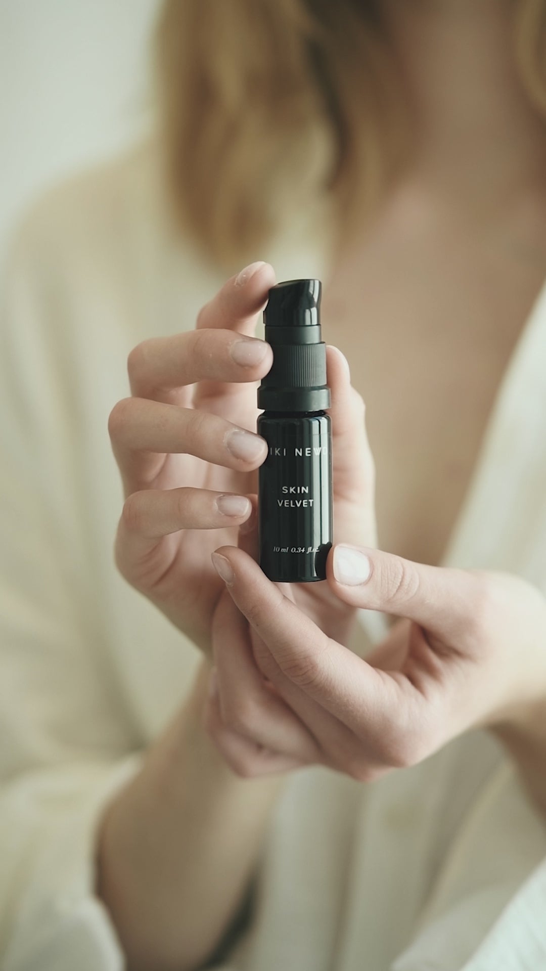 Apply Niki Newd® Skin Velvet under the eyes – an antioxidant serum that helps smooth fine lines and brighten the skin.