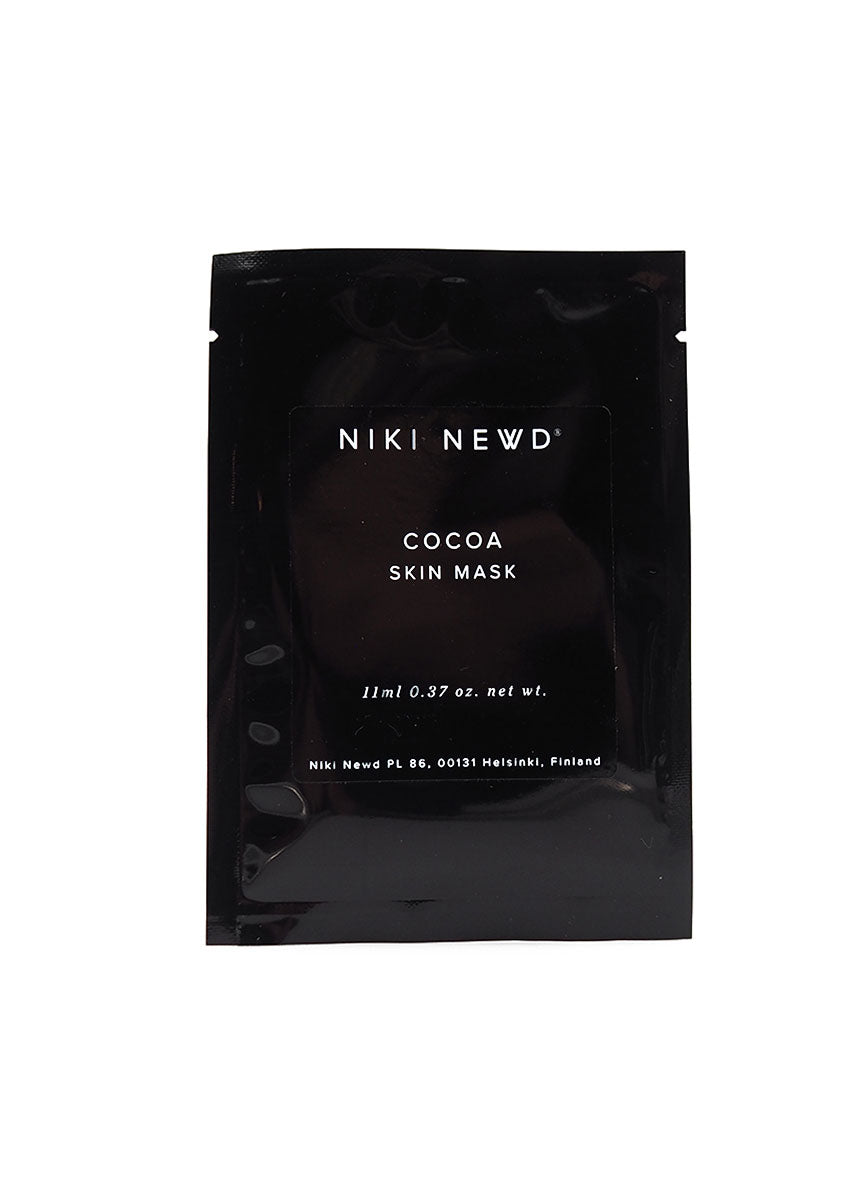 Niki Newd® Cocoa Skin Mask – ravitseva ja silottava kaakaokasvonaamio, joka kirkastaa ihoa ja sisältää tuoretta kaakaota.